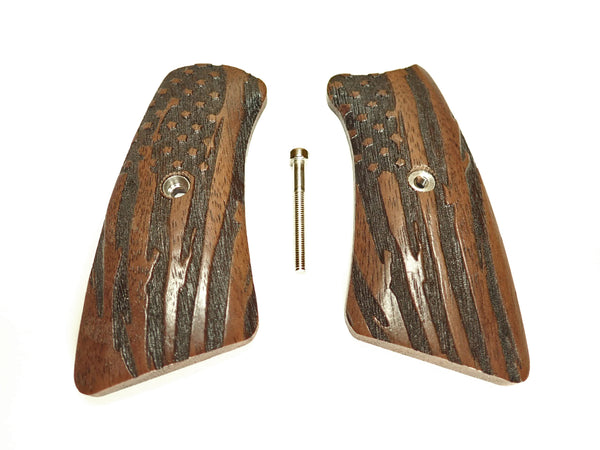 Walnut American Flag Ruger Gp100 Grip Inserts