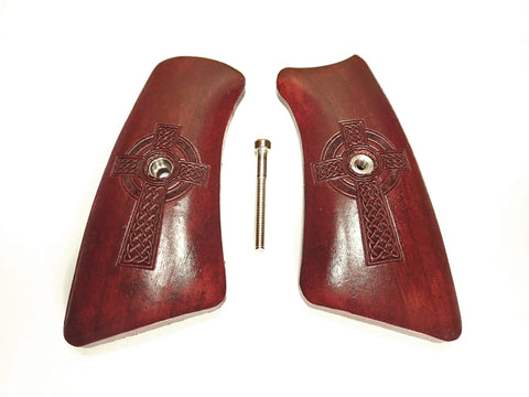 --Rosewood Celtic Cross Ruger Gp100 Grip Inserts