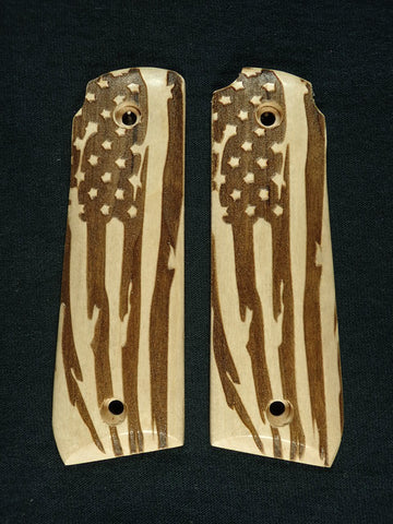 Maple American Flag Ruger Mark IV 22/45 Grips Checkered Engraved Textured