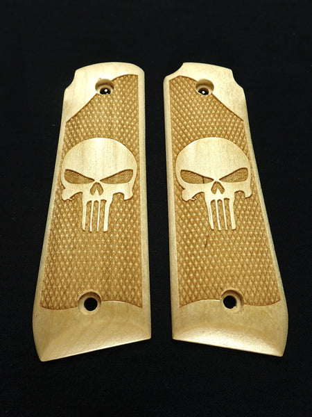 --Maple Punisher Ruger Mark IV 22/45 Grips Checkered Engraved Textured #2