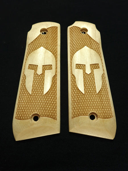 --Maple Spartan Ruger Mark IV 22/45 Grips Checkered Engraved Textured