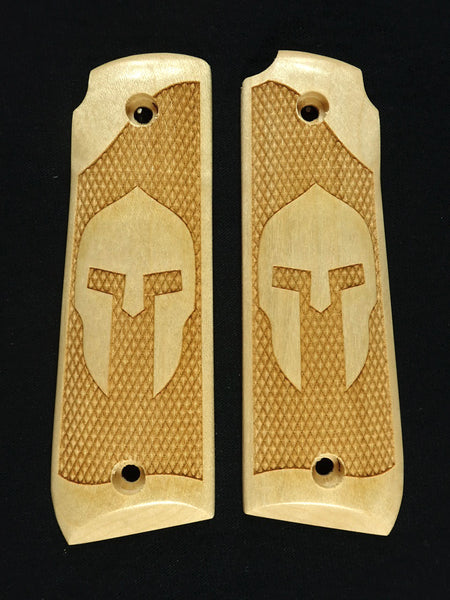 --Maple Spartan Ruger Mark IV 22/45 Grips Checkered Engraved Textured