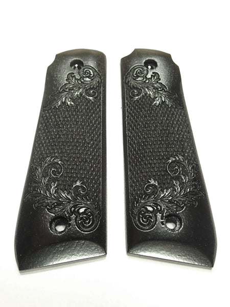 Ebony Floral Checker Ruger Mark IV 22/45 Grips Checkered Engraved Textured