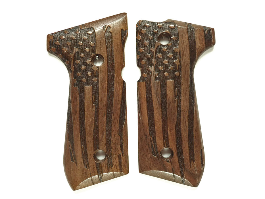 Walnut American Flag Beretta 92fs Grips