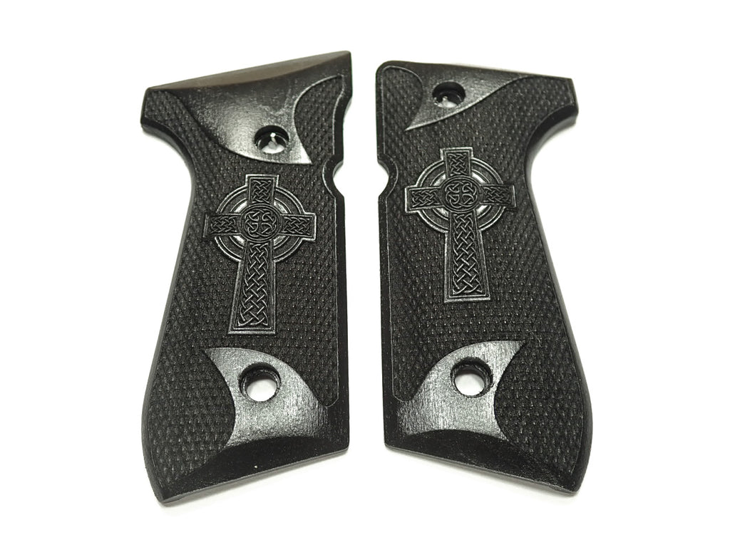 Ebony Celtic Cross #1 Beretta 92fs Grips X — LS Grips
