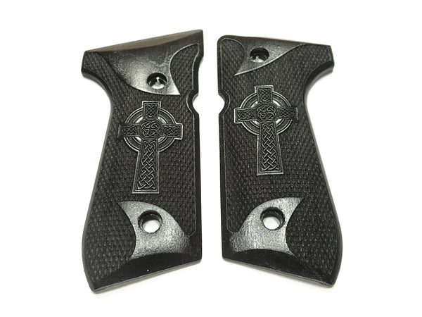 Ebony Celtic Cross #1 Beretta 92fs Grips