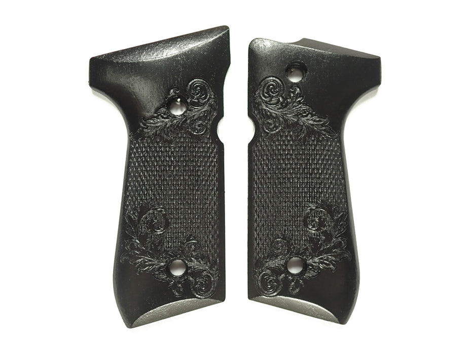 Ebony Floral Checkered Beretta 92fs Grips X