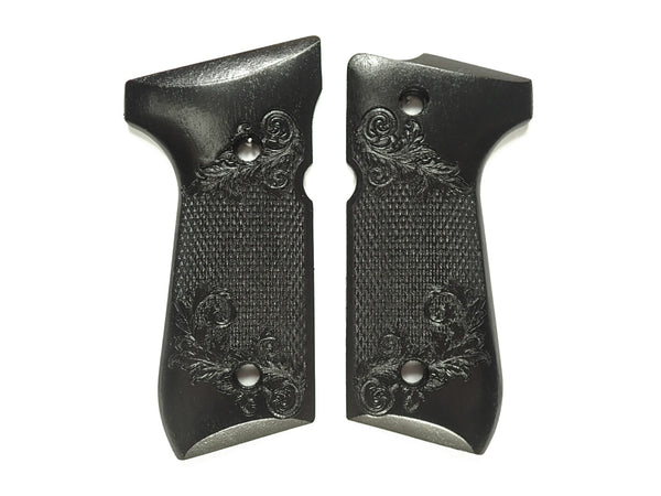 Ebony Floral Checkered Beretta 92fs Grips