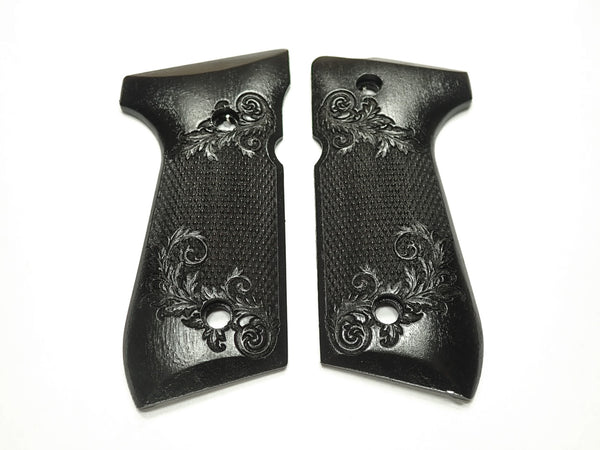 Ebony Floral Checkered Beretta 92fs Grips