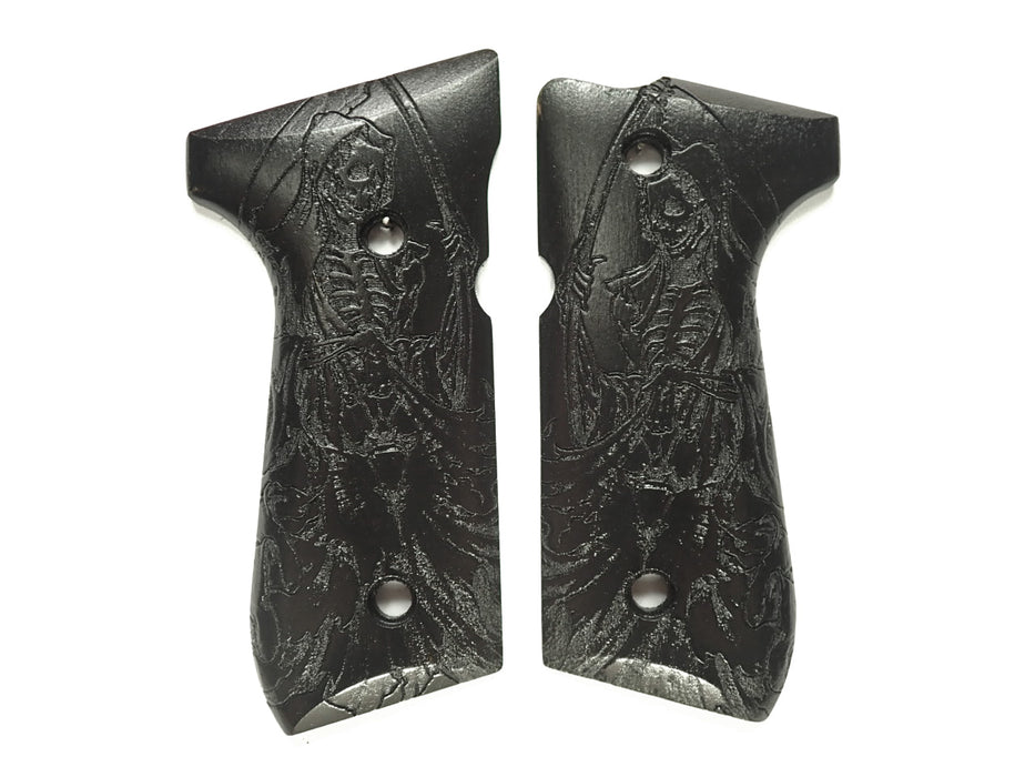 Ebony Grim Reaper Beretta 92fs Grips