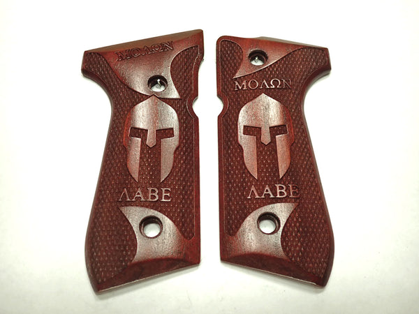 --Rosewood Molon Labe Spartan #1 Beretta 92fs Grips