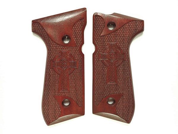 Rosewood Celtic Cross #1 Beretta 92fs Grips