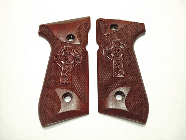 Rosewood Celtic Cross #1 Beretta 92fs Grips