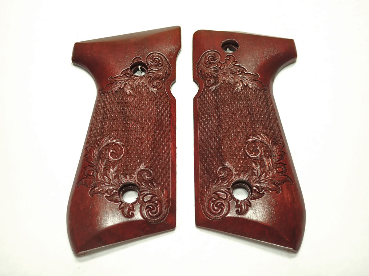 Miwa ito ゴブレット Rosewood Floral Checkered Beretta 92fs Grips — LS Grips