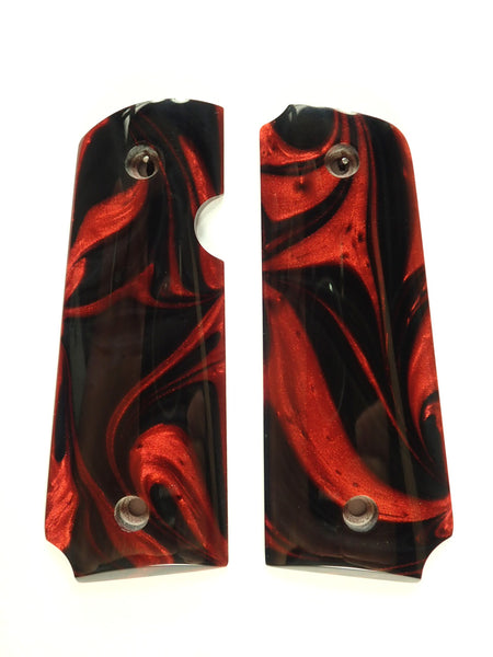 --Red & Black Pearl Rock Island 380 1911 Grips