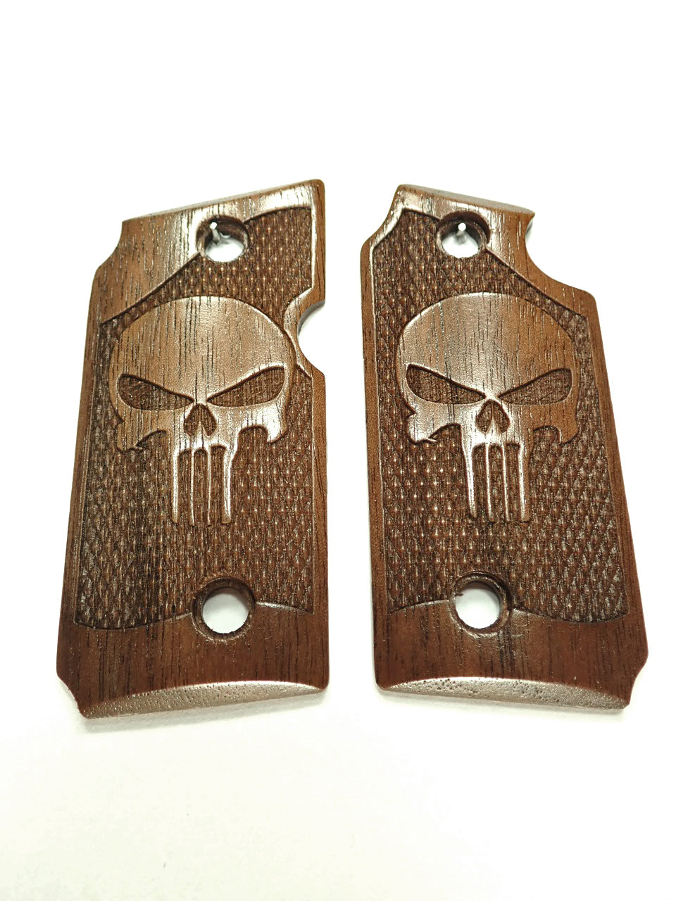 Walnut Punisher #2 Full Size 1911 Grips - Laser Engraved Hardwood Grips