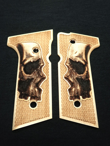 --Maple Skull Beretta 92x,Vertec, M9A3 Grips Engraved Textured