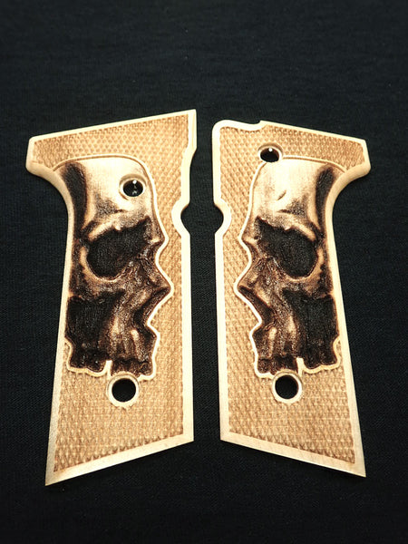--Maple Skull Beretta 92x,Vertec, M9A3 Grips Engraved Textured