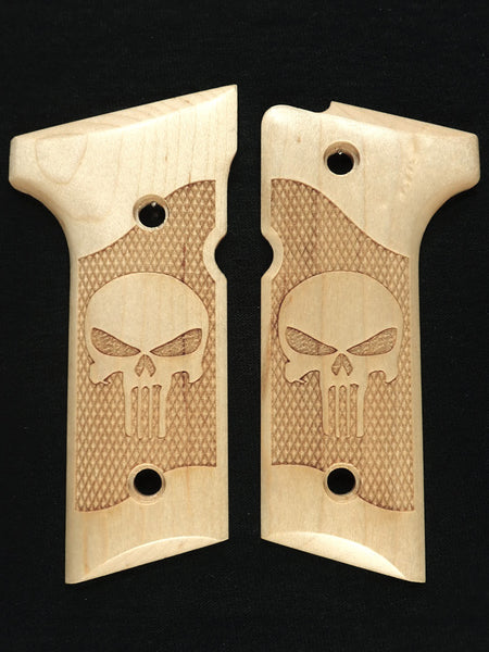 --Maple Punisher Beretta 92x,Vertec, M9A3 Grips Engraved Textured #2
