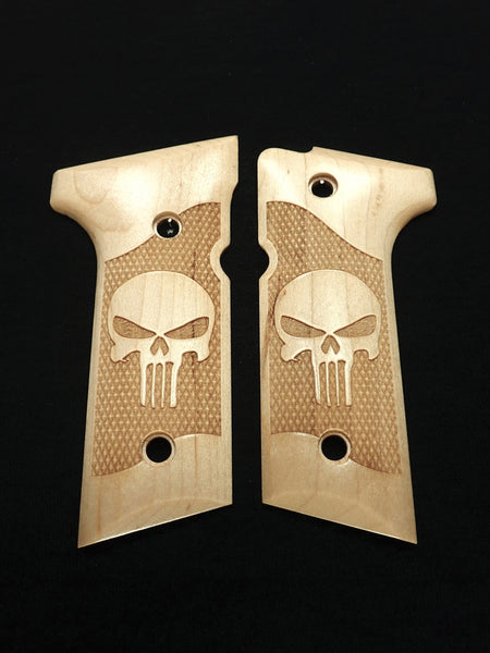 --Maple Punisher Beretta 92x,Vertec, M9A3 Grips Engraved Textured #2