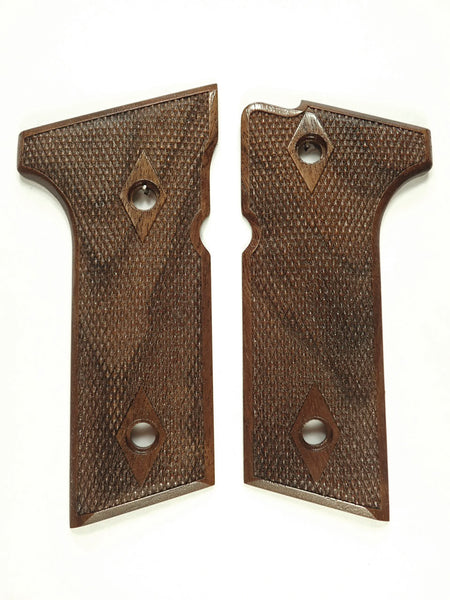 Walnut Double Diamond Checkered Beretta 92x,Vertec, M9A3 Grips Engraved Textured