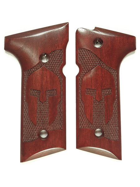 --Rosewood Spartan Beretta 92x,Vertec, M9A3 Grips Engraved Textured