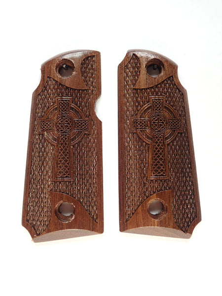 Walnut Celtic Cross Kimber Micro 380 Grips