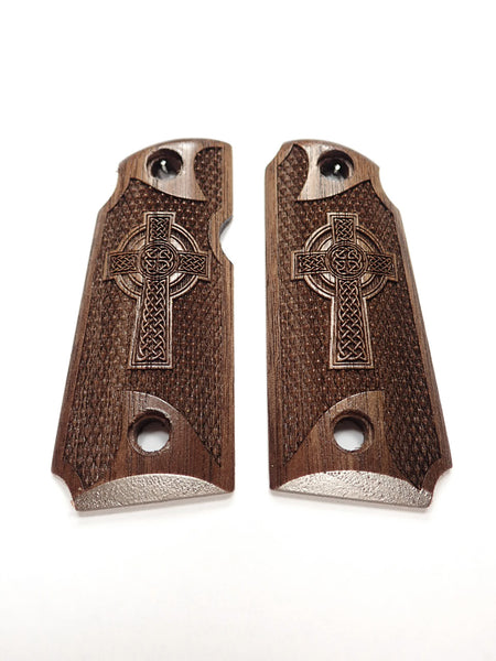 Walnut Celtic Cross Kimber Micro 380 Grips