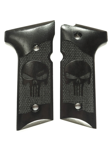 Ebony Punisher Beretta 92x,Vertec, M9A3 Grips Engraved Textured #2