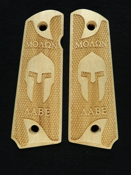 Maple Molon Labe Spartan #1 1911 Grips (Full Size)