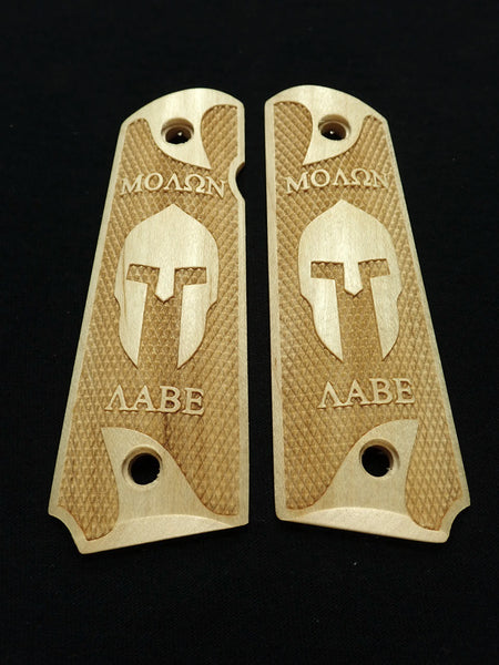 Maple Molon Labe Spartan #1 1911 Grips (Full Size)