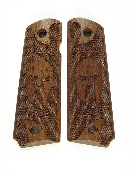 Walnut Molon Labe Spartan #1 1911 Grips (Full Size)