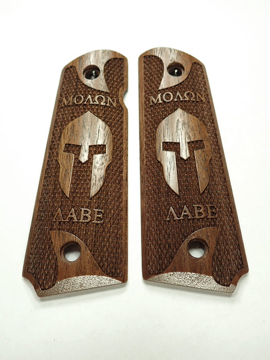 Walnut Molon Labe Spartan #1 1911 Grips (Full Size)