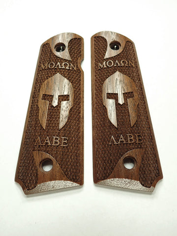Walnut Molon Labe Spartan #1 1911 Grips (Full Size)