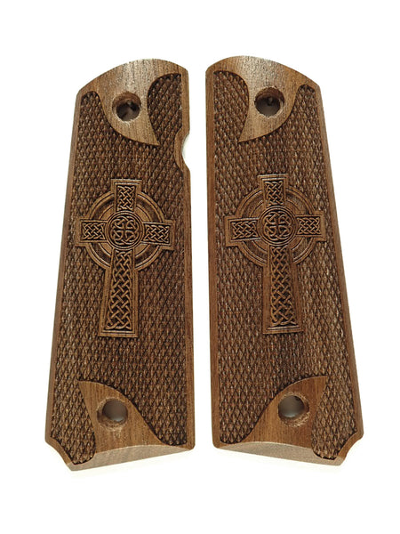 Walnut Celtic Cross #1 1911 Grips (Full Size)