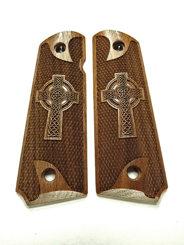 Walnut Celtic Cross #1 1911 Grips (Full Size)