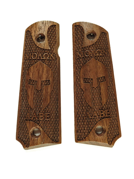 --Walnut Molon Labe Spartan Checkered Grips Compatible/Replacement for Browning 1911-22 1911-380 Grips