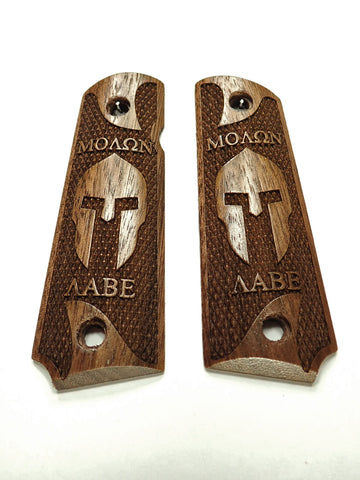 --Walnut Molon Labe Spartan Checkered Grips Compatible/Replacement for Browning 1911-22 1911-380 Grips