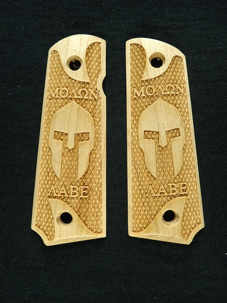 --Maple Molon Labe Spartan Checkered Grips Compatible/Replacement for Browning 1911-22 1911-380 Grips