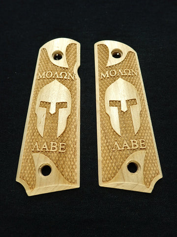 --Maple Molon Labe Spartan Checkered Grips Compatible/Replacement for Browning 1911-22 1911-380 Grips