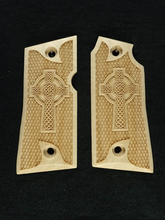 Maple Celtic Cross Colt Mustang Pocketlite Grips X