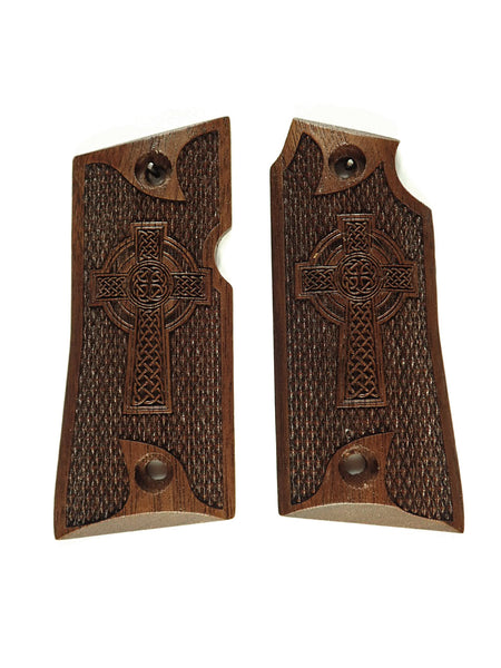 Walnut Celtic Cross Colt Mustang Pocketlite Grips