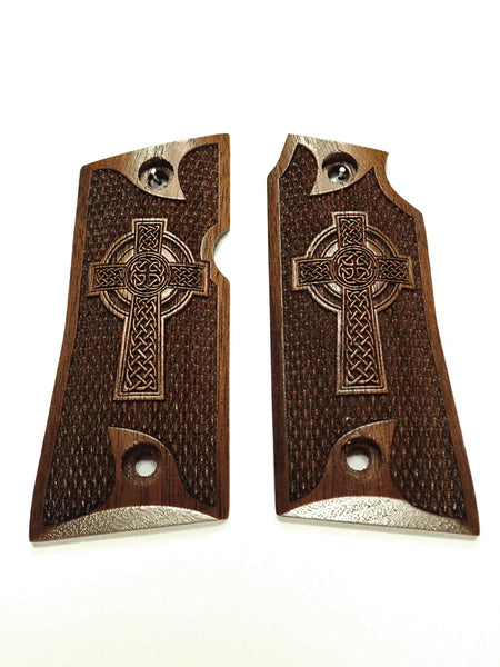 Walnut Celtic Cross Colt Mustang Pocketlite Grips