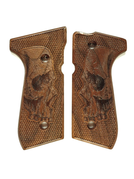--Walnut Skull Beretta 92fs Grips