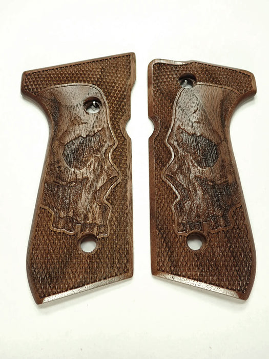 Walnut Skull Beretta 92fs Grips X