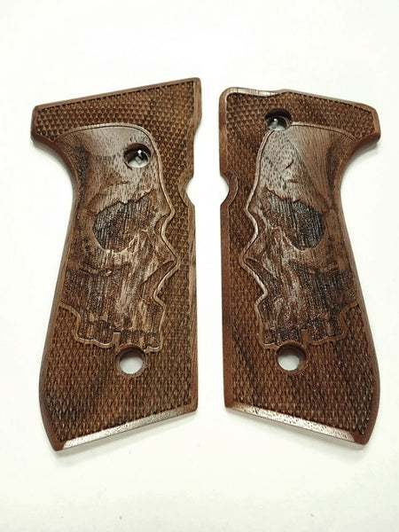 --Walnut Skull Beretta 92fs Grips