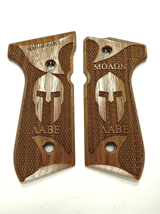 Walnut Molon Labe Spartan #1 Beretta 92fs Grips X