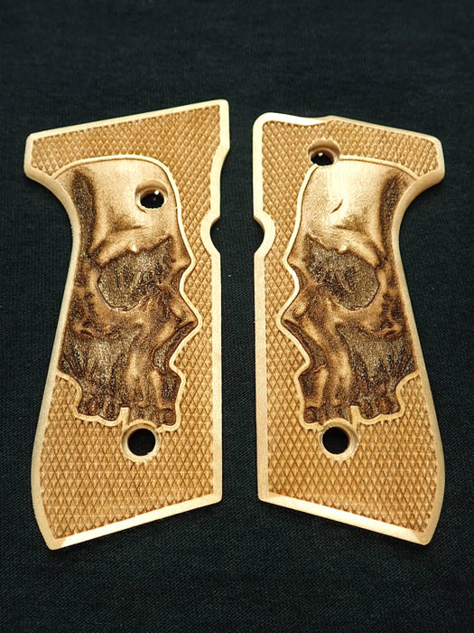 Maple Skull Beretta 92fs Grips X