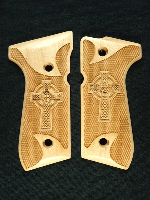 Maple Celtic Cross #1 Beretta 92fs Grips X