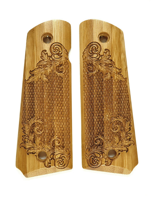 Bamboo Floral Checkered 1911 Grips (Full Size)